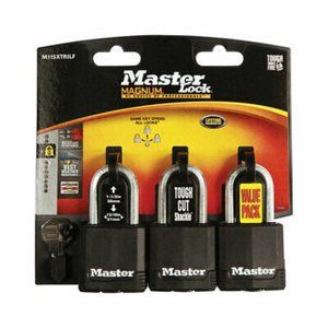 Master Lock Magnum Heavy Duty Outdoor Padlock with Key, 3 Pack Keyed-Alike